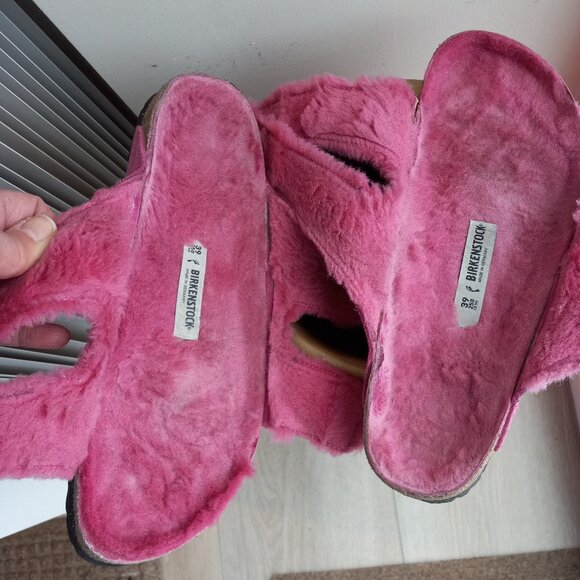 Birkenstock Arizona Pink Shearling Suede Sandals Size 39 US 8 - 8.5 - Picture 16 of 16